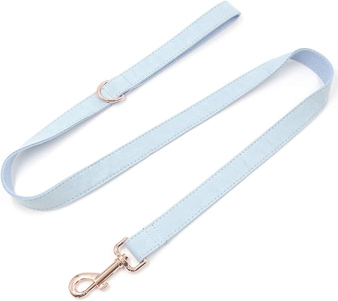 PETDURO Custom Dog Collar Personalized with Name Engraved Quick Release Rose Gold Metal Buckle for Large Medium Small Girl Dogs - Dog Leash and Bow Tie Available - Soft Comfy Velvet (Light Blue, M)