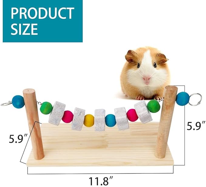 Hamiledyi Hamster Wood Ledge Platform with Lava Stone Block Chinchilla Cage Resting Wooden Shelf Chew Toys for Guinea Pig Gerbil Mouse Rat