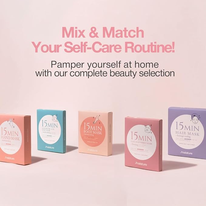 Naisture 15 Min Pamper Me Kit Korean Spa Skincare Gift Set for Women-Head to Toe with Hair, Face, Eye, Hand, & Foot Masks (7 pcs)