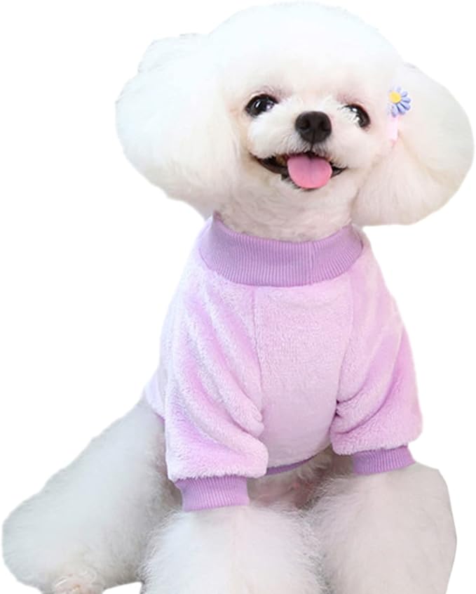 Jecikelon Pet Dog Clothes Dog Sweater Soft Thickening Warm Pup Dogs Shirt Winter Puppy Sweater for Dogs (Z01-Purple, Large)
