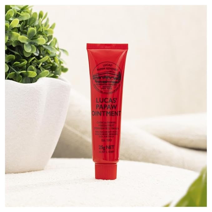 Lucas Papaw Ointment 25g - Soothing Lip and Skin Healing Balm with Fresh Fermented Carica Papaya, Natural Ingredients, Suitable for All Skin Types - Made in Australia