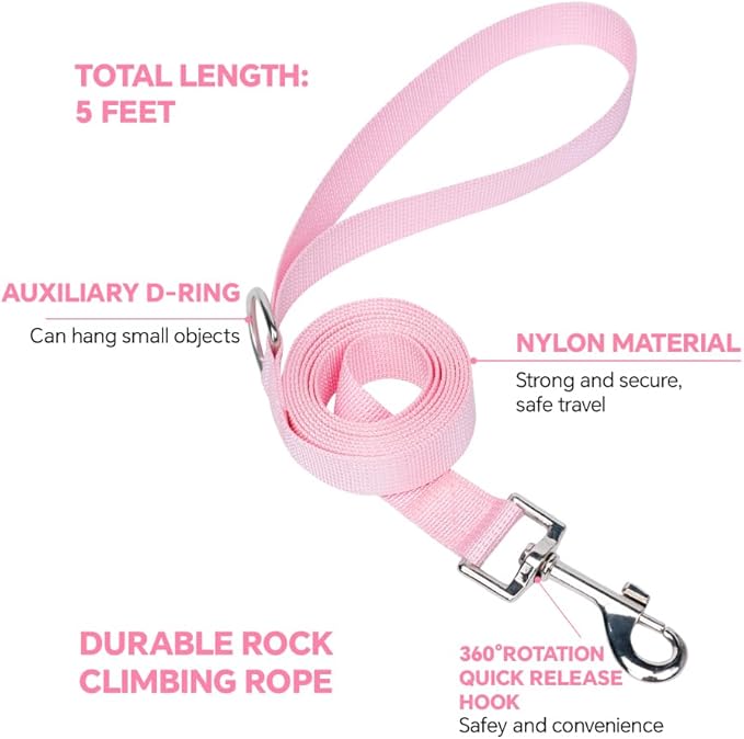 Cat Harness and Leash Set with AirTag Holder: Upgraded Escape Proof Vest with Lead for Small Dog Puppy Large Cat Walking,Soft Breathable Mesh Coat with Reflective Strip (Pink, M)