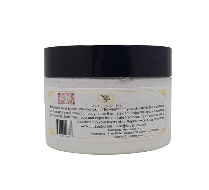 Lu Lu's Suds Lavender Lemon Belly Balm, Whipped Body Moisturizer with Vitamin E and Essential Oils, 4 oz. (4oz, cucumber melon)