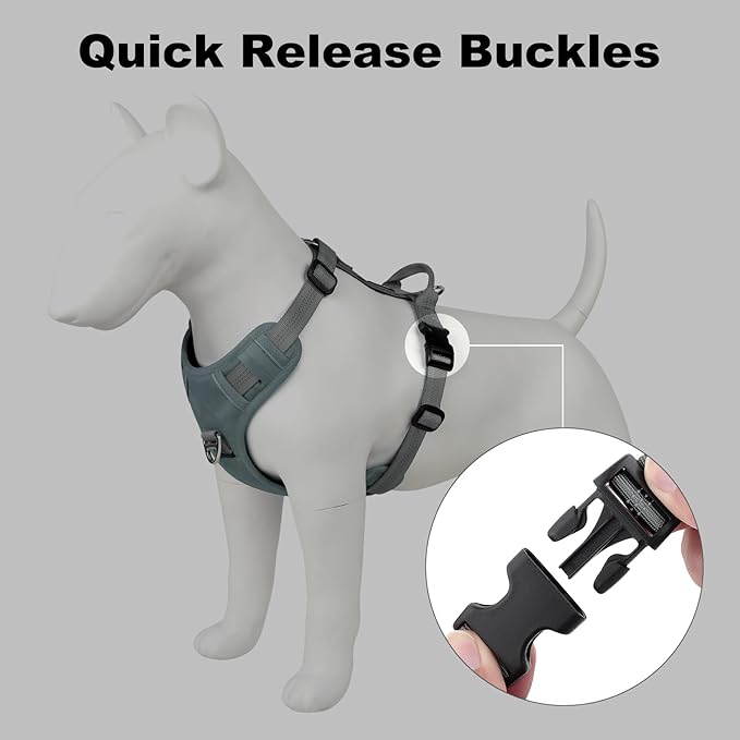 Plutus Pet No Pull Dog Harness, Reflective Adjustable Dog Vest Harness with Handle, Escape Proof, Soft Padded for Small Medium Large Dogs (Gray, XS)