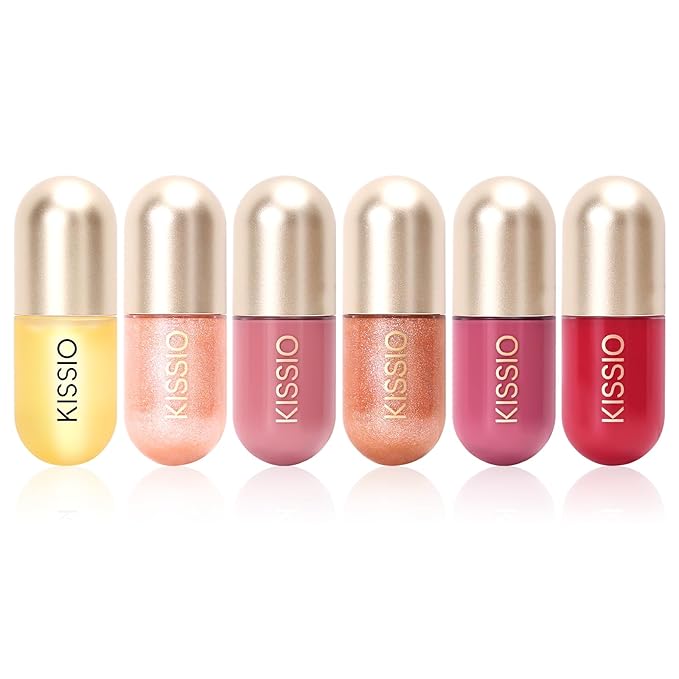 KISSIO Lip Plumper,Color Lip Plumper Gloss,Lip Enhancer,Plant Extracts Plumping Lip Serum,Moisturizing Lip Gloss for Fuller Lips and Hydrated Beauty Lips 5.5ml (02 Fig tea)