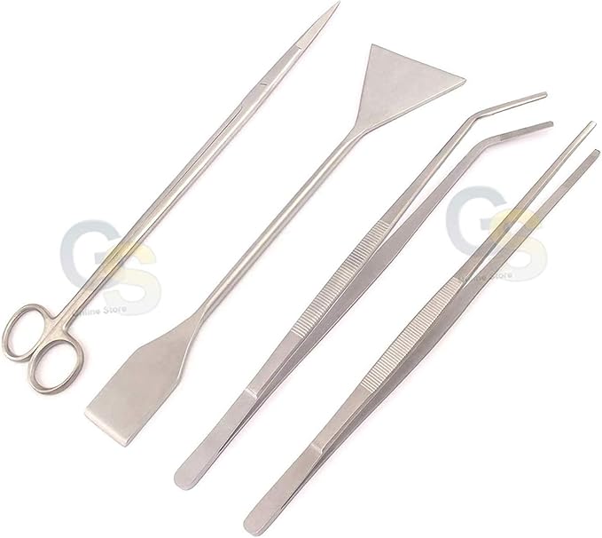 4PCS Stainless Steel Aquarium Tank Aquatic Plant Tweezers and Scissors Spatula Tool Set by G.S Online Store
