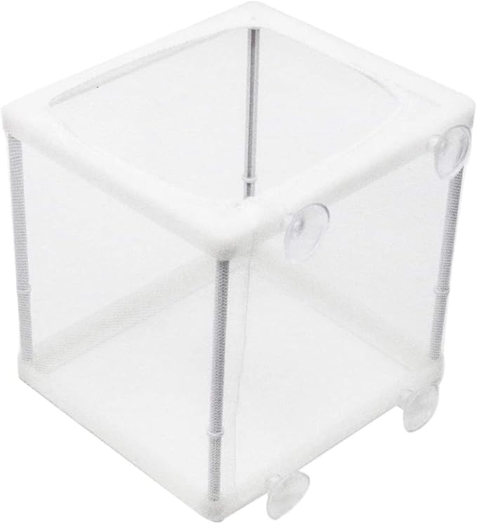 Still Awake Aquarium Fish Breeder Box, Fish Isolation Box, Hatching Box, Juvenile Fish Spawning Incubator, Water Isolation Net Hatcher, Nylon Mesh Fish Fry Hatchery Separation Net(White S)