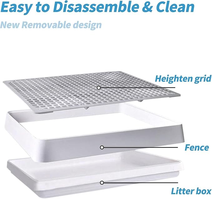 PODOO Rabbit Litter Box – Training Potty Tray for Guinea Pig & Small Pets · Spacious Grid Pan with Low Entrance, Easy-Clean & Odor-Resistant—Helps Keep a Clean Cage and Reduce Mess