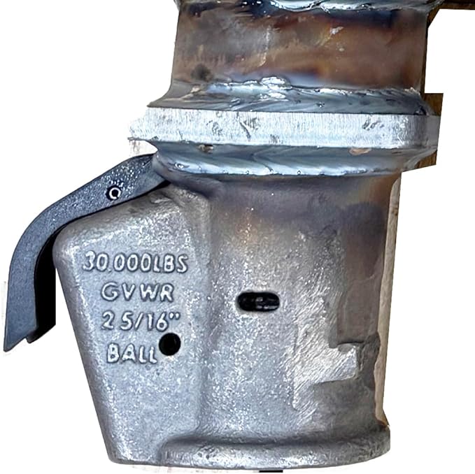 Shocker Replacement Gooseneck Stem & Demco Coupler for 2-5/16" Ball - Round 4" Straight Pin - Raw Steel - 30,000 lbs - Adjustable