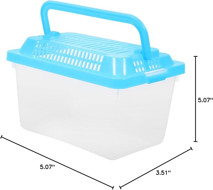 Portable Fish Tank 5.1X3.5X5.1 Inch Handheld Aquarium Transparent Turtle Box Plastic Pet Hamster Carrier Travel Reptile Terrarium
