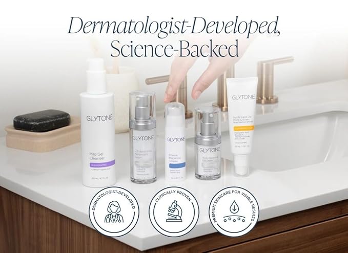 Glytone Daily Essential Kit - Skincare Set Features Cleanser, C Serum, Eye Cream & Sunscreen SPF 40+ - Daily Skin Care Kit to Cleanse, Bright, Hydrate & Protect - 5-Pieces Complete Routine