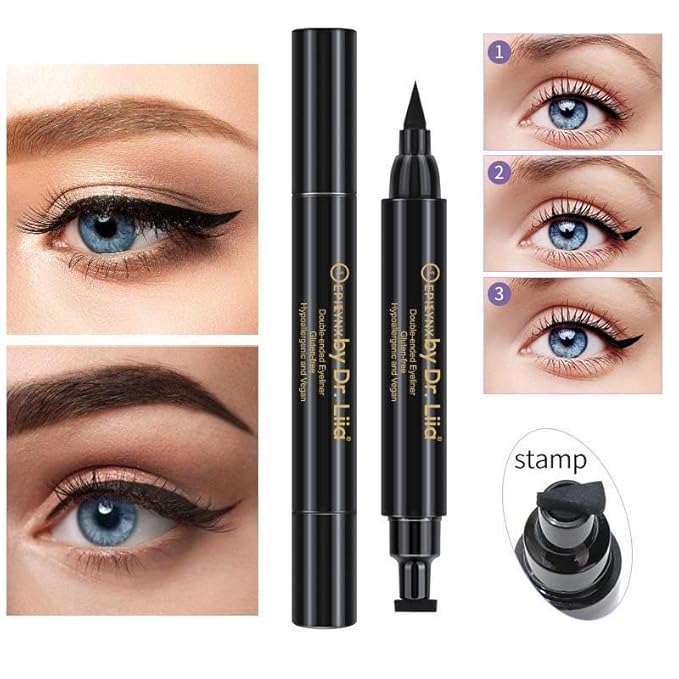 Waterproof Eyeliner - Double-Ended, Long-Lasting Liquid Eyeliner Pen with Precision Tip for Smooth Application - Smudge-Proof, Hypoallergenic, Vegan & Gluten-Free Eye Liner, 2mL Black