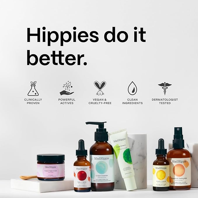 Mad Hippie Eye Cream - Anti-Aging Under Eye Cream for Dark Circles and Puffiness with Niacinamide, Peptides, Kakadu Plum & Licorice, Eye Treatment with Skin-Brightening Vitamin C, 0.5 Oz
