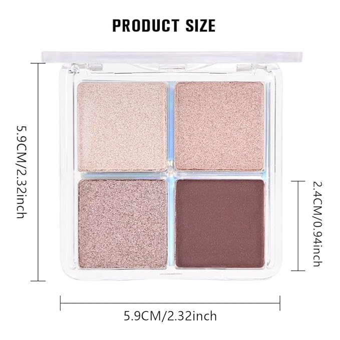 4 Colors Dark Brown Champagne Rose Gold Eye Shadow Powder Palette Makeup, Neutral Matte Shimmer Cream Quads Eyeshadow Palette for Women Highly Pigmented Waterproof, paleta de sombras de ojos 11