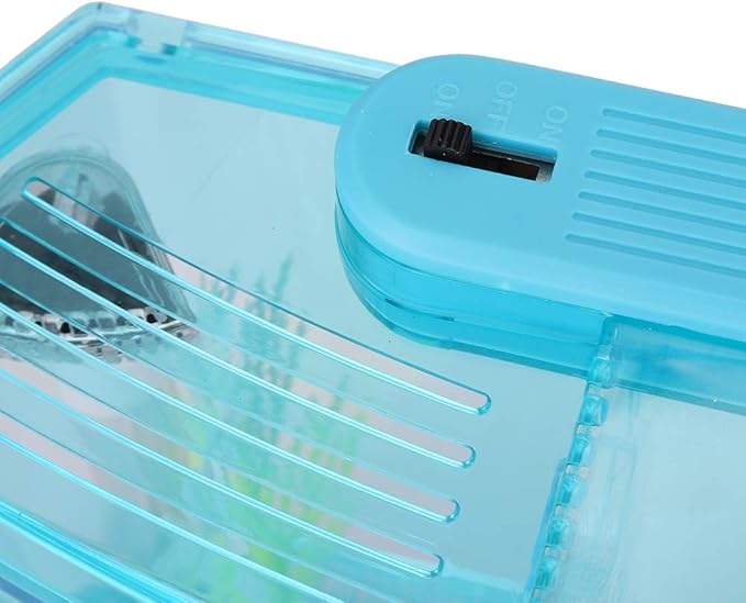 Fish Breeding Box, Aquarium Breeder Box Guppy Breeder Box Acrylic Fish Breeding Box Three Divisions Breeding Isolation Box with LED (Blue)