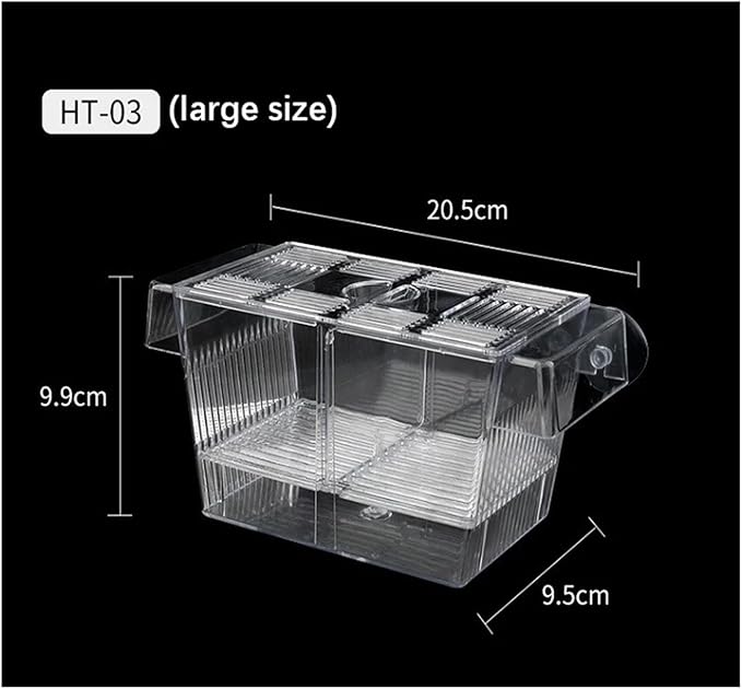 Acrylic Fish Breeding Box for Betta & Peacock Fish - Isolation Tank for Spawning, Hatching & Fry Care(Incubation Box S)