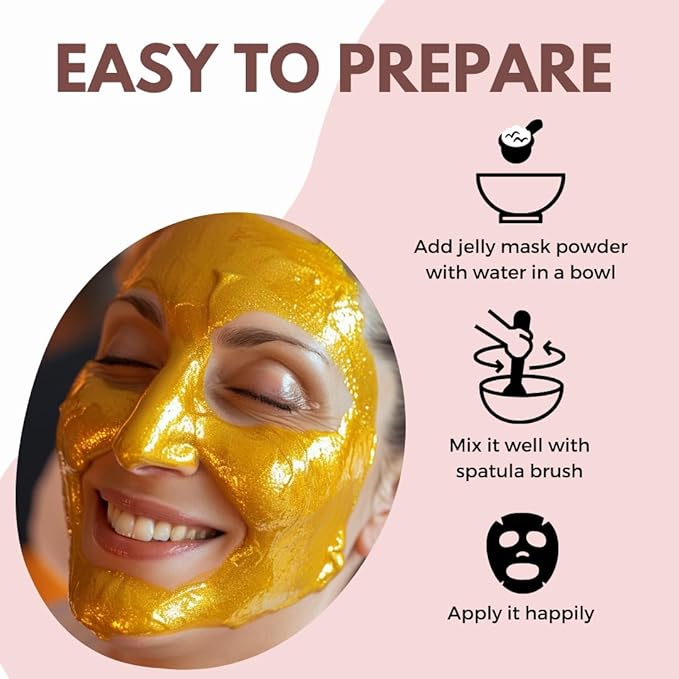 VogueNow Jelly Mask for Facials - 5 Flavors Hydrating & Brightening Jelly Face Masks | Bulgarian Rose, Lavender, Hyaluronic Acid, 24K Gold face mask skin care |Vajacial Jelly Mask