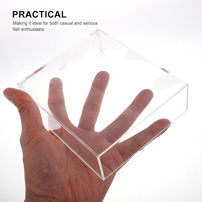 Kisangel Portable Transparent Fish Viewing Box 4.92X4.33X1.5In Lightweight Betta Fish Breeding Container for Aquarium Desktop Observation