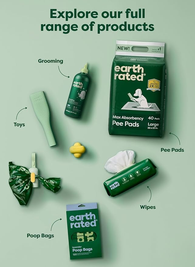 Earth Rated Max Absorbency Puppy Pee Pads for Dogs Absorbs 2X Faster & 2X More, Leak-Proof, Odor Control Potty Training, Unscented, Large, 22” x 23”, 75 Count