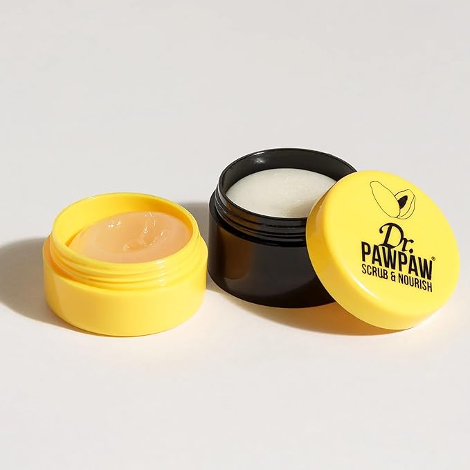 Dr. PawPaw Lip Scrub and Lip Balm Duo - Vegan Lip Scrub Exfoliator and Hydrating Lip Balm with Pawpaw, Aloe, Olive and Castor Oils - 0.55 oz