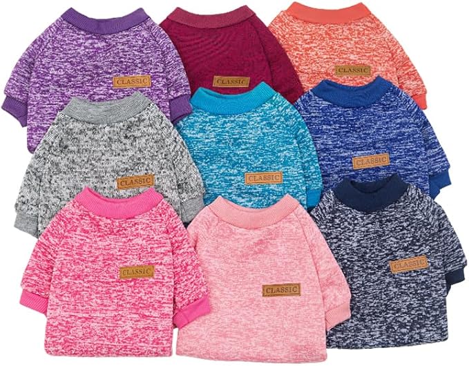 2 Pack Dog Sweaters for Small Dogs - Warm Winter Puppy Sweaters Cute Soft Dog Clothes Outfit Pet Costume for Boy Girl Doggie, Cat, Bulldog Pug Yorkie Kitten Chihuahua (Pink, Grey, Large)