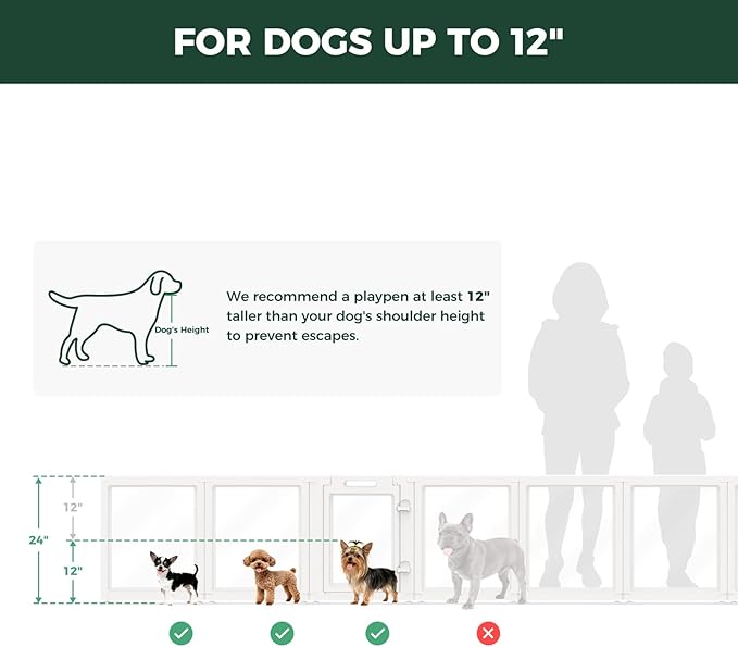 FXW AuraSpace Acrylic Indoor Dog Playpen for Puppies and Small Dogs, 24 Inch, 16 Panels, White