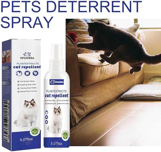 Cat Deterrent Spray – Natural, Non-Toxic Anti-Scratch Spray for Cats & Kittens – Indoor & Outdoor Pet Training Aid – Furniture & Carpet Protector(2pc)