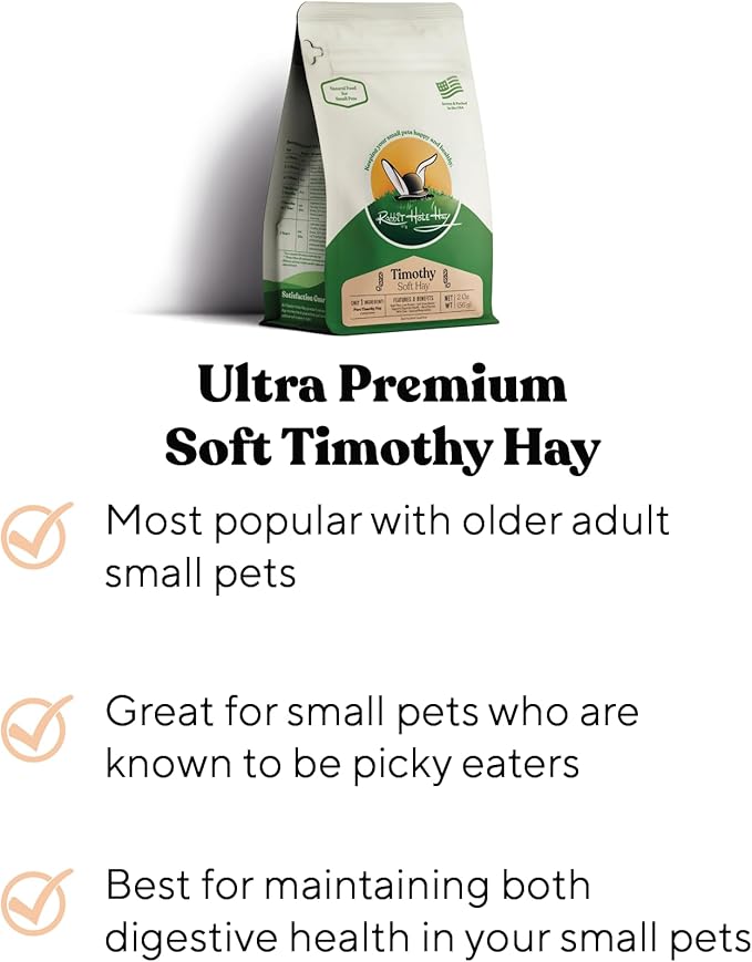 Rabbit Hole Hay - Ultra Premium Soft Timothy Hay for Small Pets - 10 lb Box - Soft & Nutritious