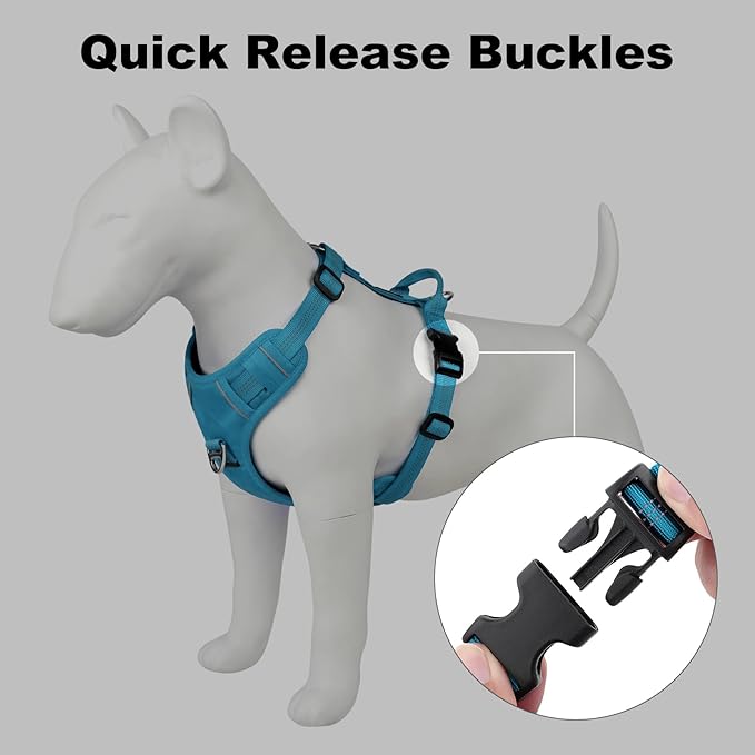 Plutus Pet No Pull Dog Harness, Reflective Adjustable Dog Vest Harness with Handle, Escape Proof, Soft Padded for Small Medium Large Dogs (Light Blue, XS)