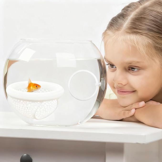 CAIJ Betta Exercise Ring & Floating Hammock Set, Aquarium Betta Fish Training and Feeding Rings, Multi-Functional Floating Resting Bed, Decorative Accessories for Small Fish Tanks White