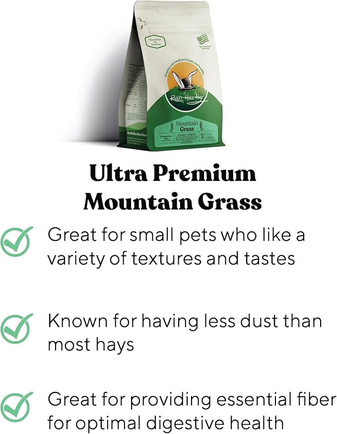 Rabbit Hole Hay - Ultra Premium Mountain Grass for Small Pets - 24 oz - Fresh & Hand-Sorted