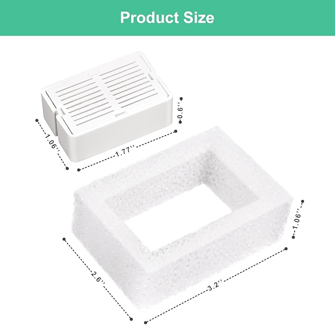 8 Pack Replacement Filters for 360° CupCake Ceramic Pet Fountain, GISOFIK Cat Water Fountain Filter, Triple Filtration Pet Fountain Filter, Ceramic Cat Fountain Filters with 2 Foam Sponges