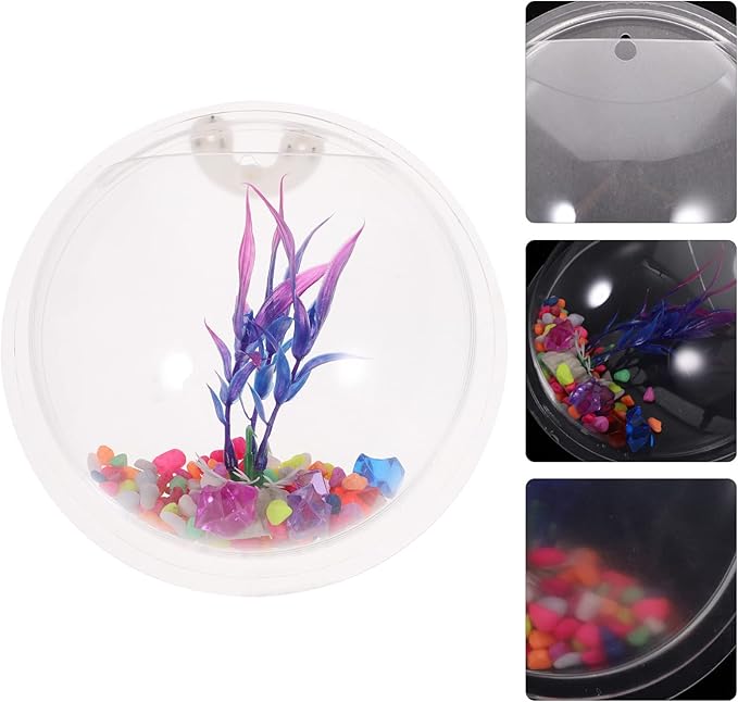 Alipis Transparent Creative Wall Mounted Fish Tank Acrylic Fish Bowl Hanging Aquarium for Home Decor 6.7 Inch Space Saving Wall Aquarium Suitable for Betta and Air Plants