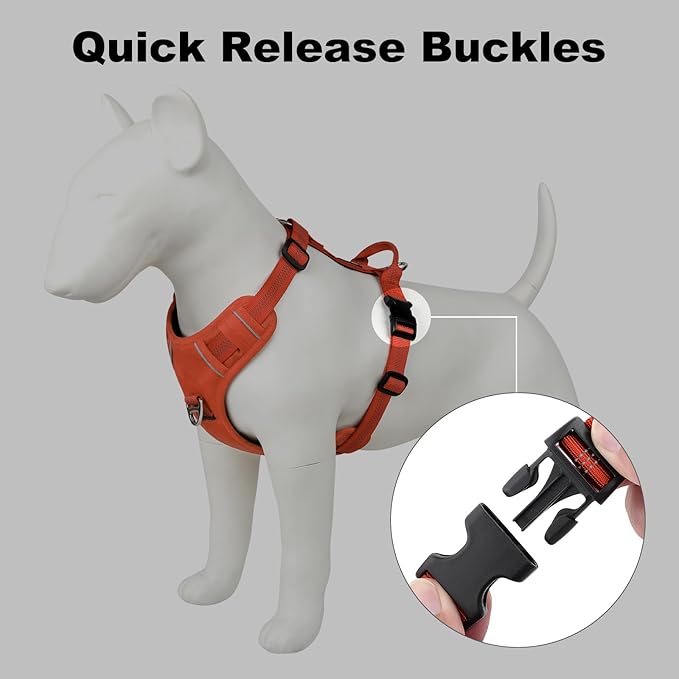 Plutus Pet No Pull Dog Harness, Reflective Adjustable Dog Vest Harness with Handle, Escape Proof, Soft Padded for Small Medium Large Dogs (Orange, L)
