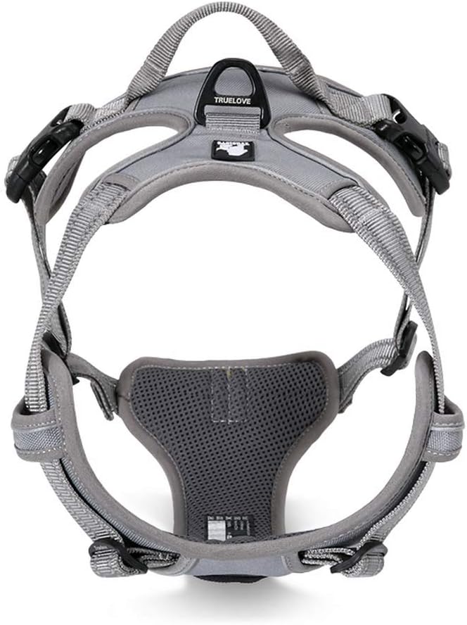 TRUE LOVE Adjustable No-Pull Dog Harness Reflective Pup Vest Harnesses Comfortable Control Brilliant Colors Truelove TLH5651(Gray,S)
