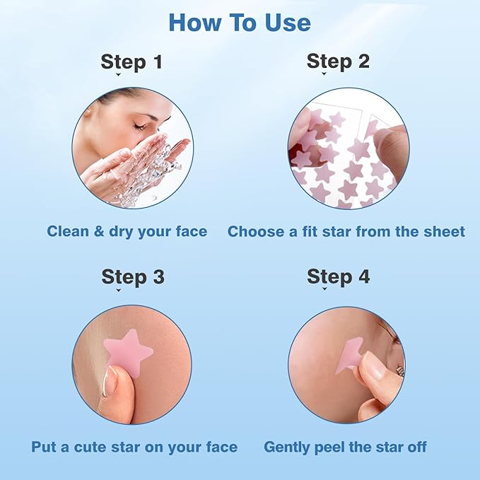 Pimple Patches for Face, Hydrocolloid Acne Patches, Cute Star Zit Covers, Colorful Spot Stickers with Tea Tree, Salicylic Acid & Cica Oil| 3 Sizes (10mm, 12mm & 14mm) |400 Count