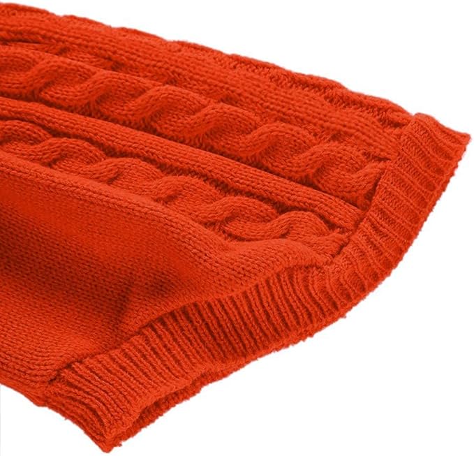 CHBORCHICEN Small Dog Sweaters Knitted Pet Cat Warm Dog Sweatshirt Winter Clothes Kitten Puppy Sweater (Medium, Orange)