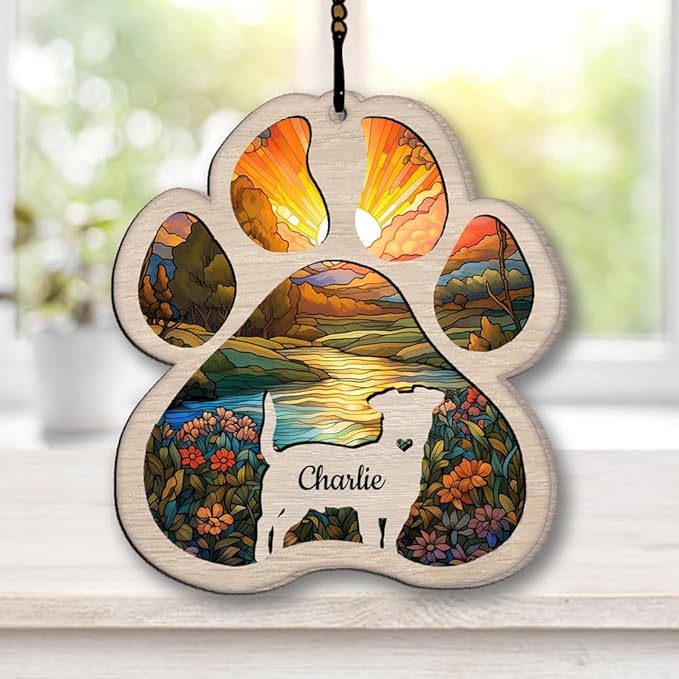 Nazenti Personalized Dog Memorial Suncatcher - Custom Pet Sympathy Gift, Christmas Tree Ornament for Dog Lovers