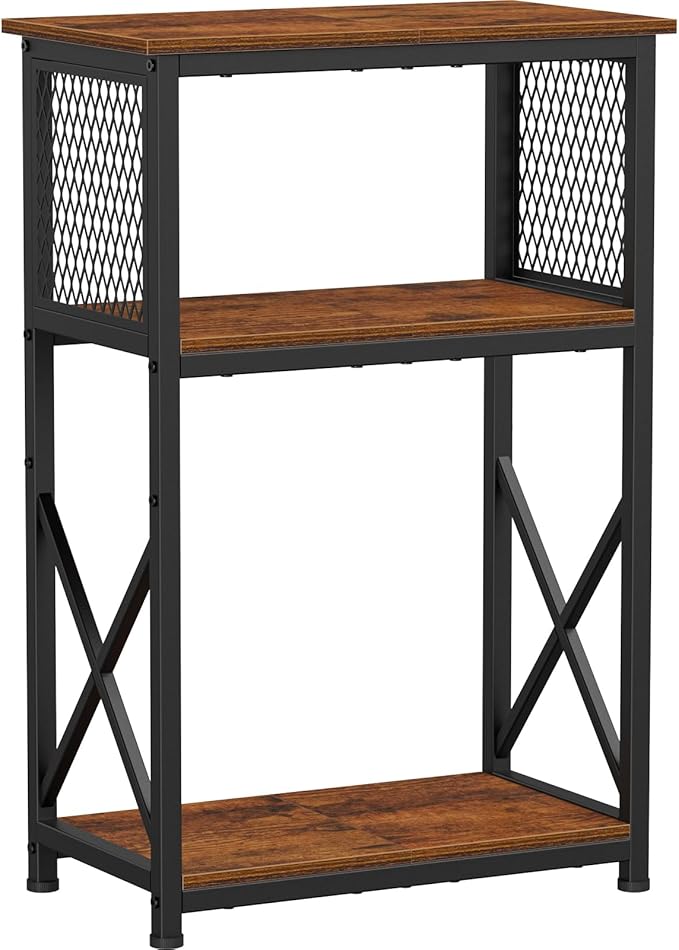 Snughome 10 Gallon Aquarium Stand with Storage, 3 Tier Heavy Metal Fish Tank Stand Shelf 20.47" x 11.42" x 30.91", Rustic Brown