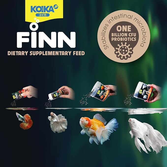 KOIKA FINN Probiotic Fish Food Pellets for Ornamental Fish, 43% Protein with Bacillus Probiotics, Supports Digestion and Immune Health for Daily Feeding (250g, Koi Carp - 3.0mm Pellets)