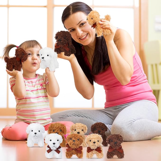 Liliful 50 Pcs Valentine Mini Puppy Dogs Small Stuffed Dog Bulk Cute Stuffed Animal Adopt a Dog Party Favors for Kids Valentine Goodie Bag Fillers Gifts Classroom Birthday(Multicolored,Elegant Style)