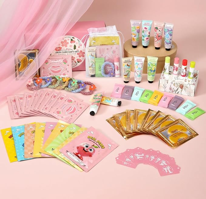 90PCS Spa Party Supplies for Girls,Spa Skincare Sets Favors Include Face Masks,Lip Mask,Skin Care For Teens 10-12,Bulk Birthday Galentines & Valentines Day Gifts,Sleepover Party Supplies for Girls