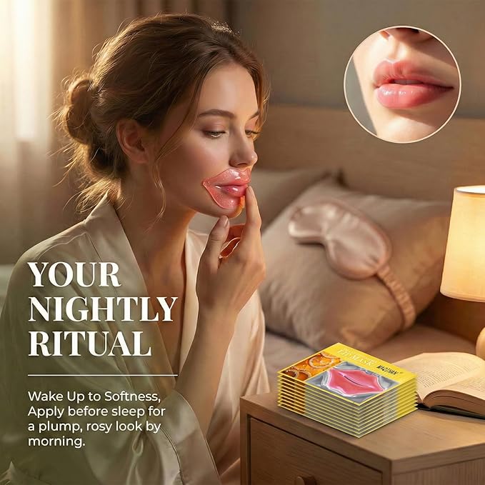30PCS Moisturizing Lip Mask - Lip Patches for Spa Daily Labial Masks Skincare Hydrating to Reduce Wrinkles Dryness Anti-wrinkle Lightens (Orange)