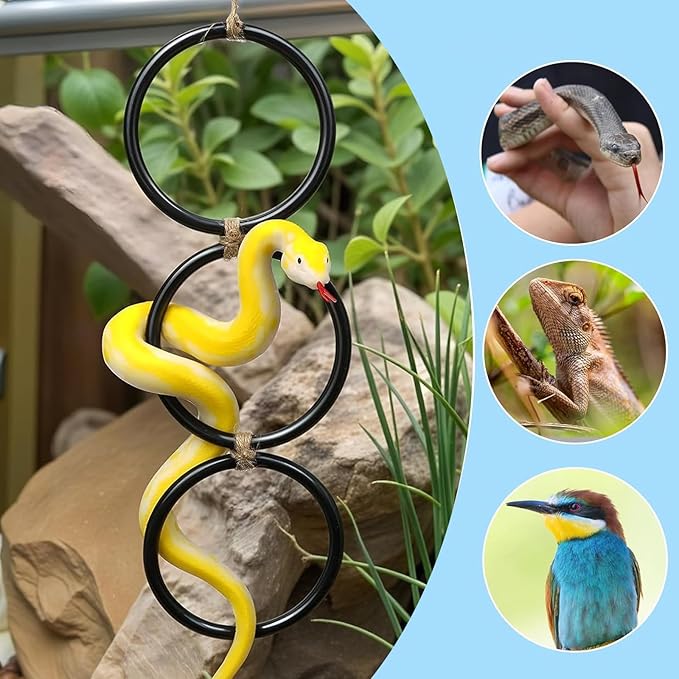 2PCS Ball Python Snake Climbing Rings - Enrichment Toys for Corn Snakes - Decorative Habitat Accessories for Reptile Tanks | Ideal for Terrariums, Bearded Dragons, Geckos, Lizards, Parrots