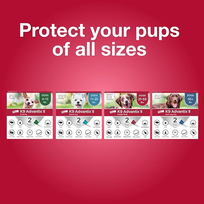 K9 Advantix II Large Dog Vet-Recommended Flea, Tick & Mosquito Treatment & Prevention | Dogs 21 - 55 lbs. | 4-Mo Supply
