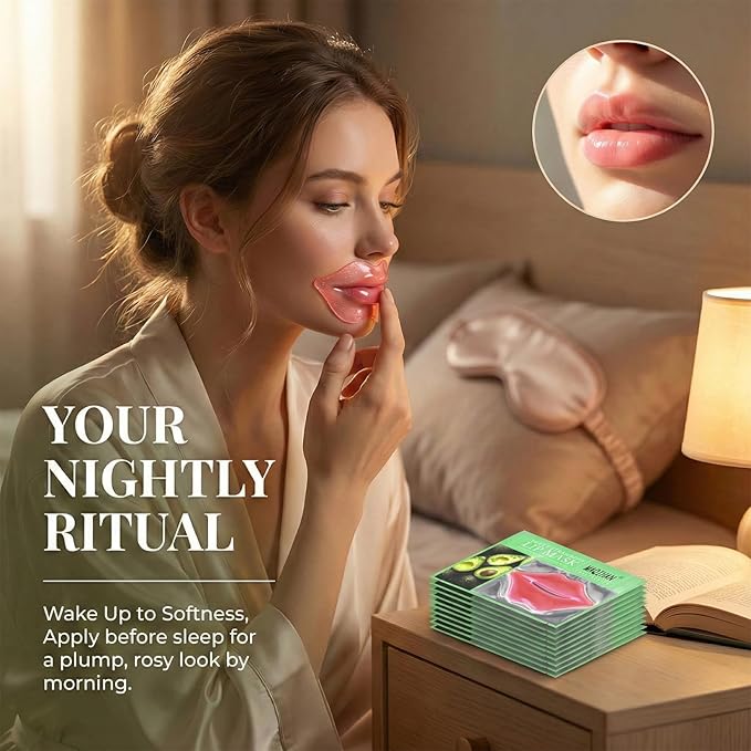 30PCS Moisturizing Lip Mask - Lip Patches for Spa Daily Labial Masks Skincare Hydrating to Reduce Wrinkles Dryness Anti-wrinkle Lightens, Avocado