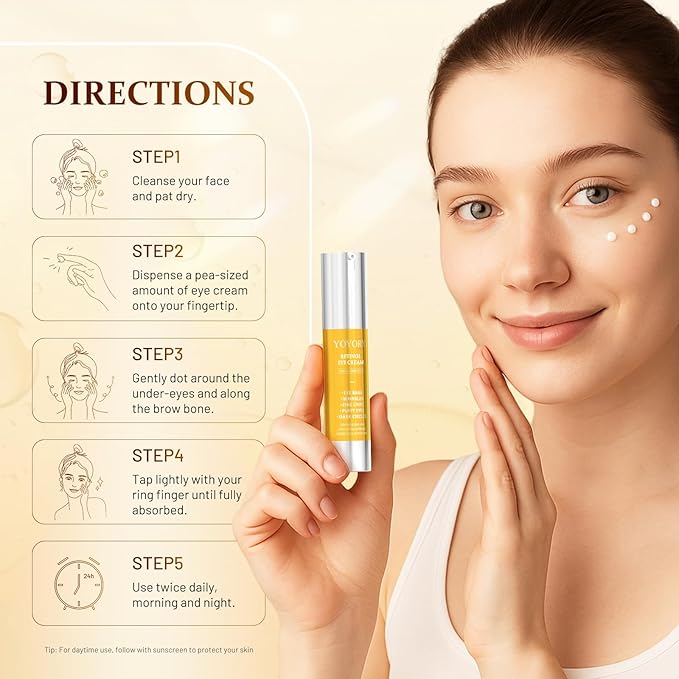 Retinol Eye Cream for Dark Circles - Rapid Under Dark Circles,Wrinkles, Eye Bags, Puffiness Remover for Women and Men, Temporary Firming & Tightening Treatment 0.66 fl oz (Gold)