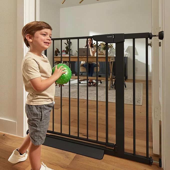 Cumbor 36" Extra Tall Baby Gate for Stairs, 29.7-40.6" Wide Dog Gate for Doorways, Pressure Mounted Auto-Close Pets Gates for Dogs Indoor, Durable Safety Child Gate, Mom's Choice Awards Winner, Black