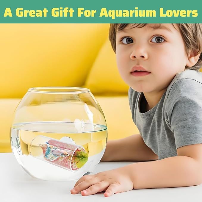 Hamiledyi 2 Pack Betta Tunnel Acrylic Betta Fsih Tube Tunnel with Suction Cups Betta Fish Toys Betta Leaf Pad Transparent Aquarium Decor for Small Fish Shrimp Guppy Resting Hiding (Pink Leaf)