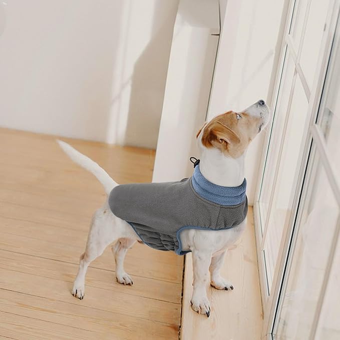 Queenmore Dog Sweater,Soft Fleece Vest Pullover Dogs Jacket with Elastic Stretchable,Warm Winter Dog Coats Cold Weather Doggy Dachshund Sweaters for Small Dogs Cats Boy or Girl (Grey, M)